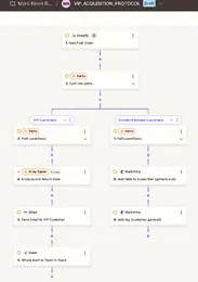 Thumbnail of the onboarding Zap: a paid Shopify order splitting into a VIP path and a standard-access path.